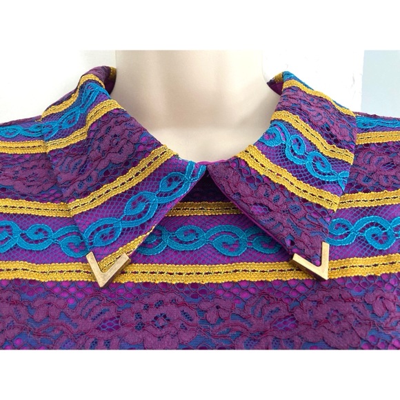 NEXIIA STYLEWE Lace Long-Sleeved Midi Dress Multicolored Stripes NEW - Picture 4 of 16